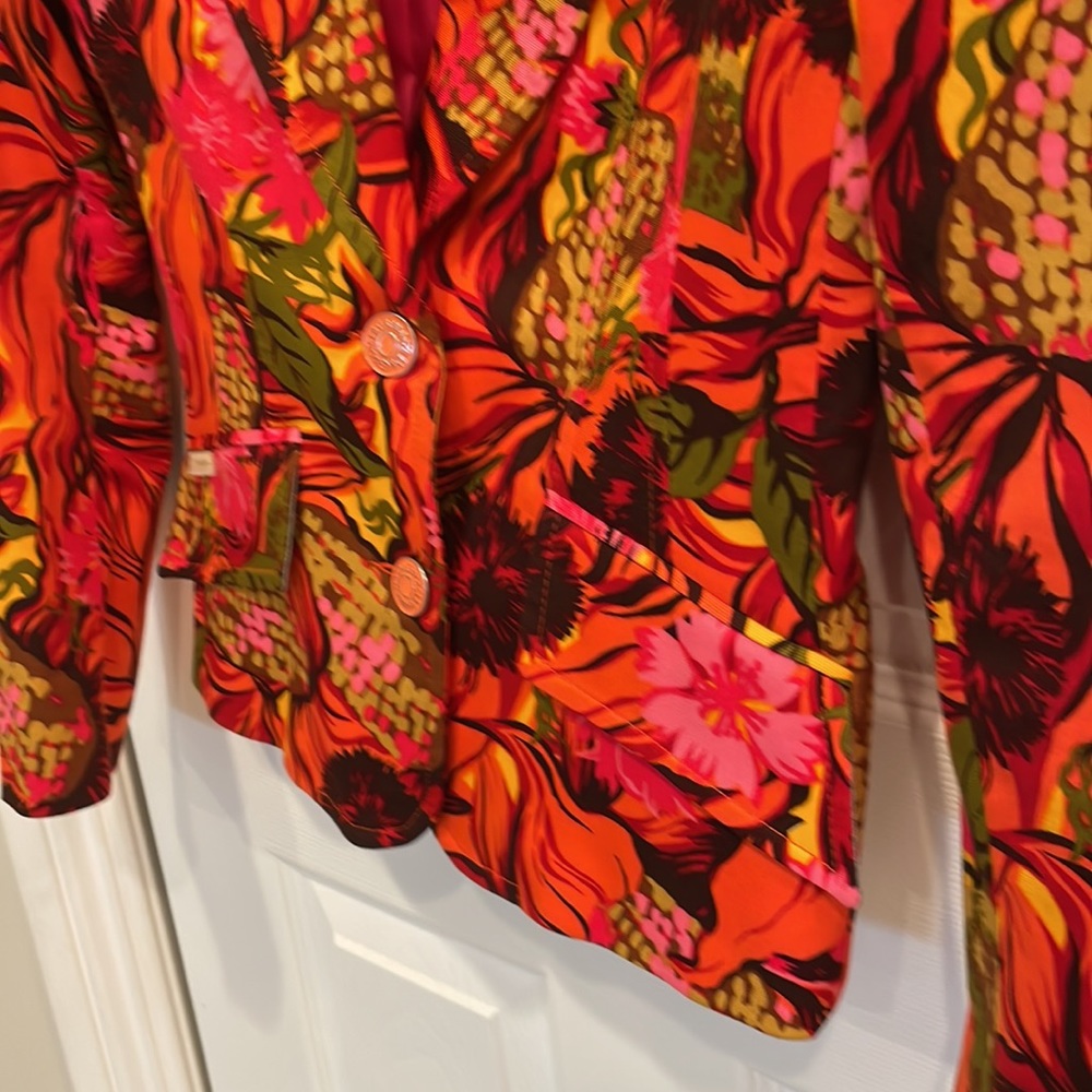 Dolce & Gabbana D&G Vintage Neon Orange and Pink Floral Blazer Summer Spring - Picture 8 of 16